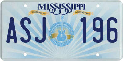 MS license plate ASJ196