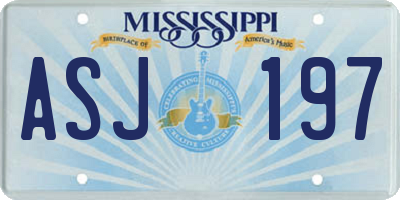MS license plate ASJ197