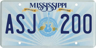 MS license plate ASJ200