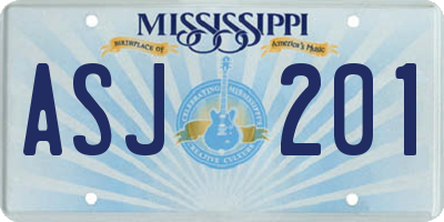 MS license plate ASJ201