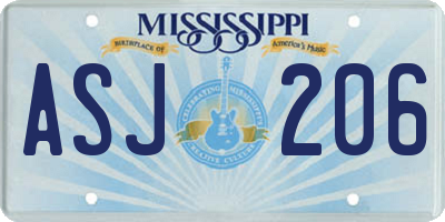 MS license plate ASJ206
