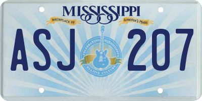 MS license plate ASJ207