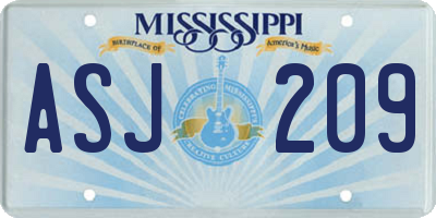 MS license plate ASJ209
