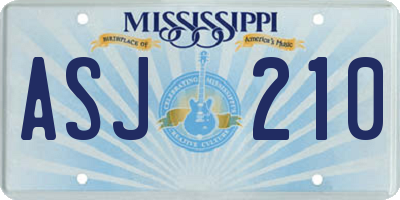 MS license plate ASJ210