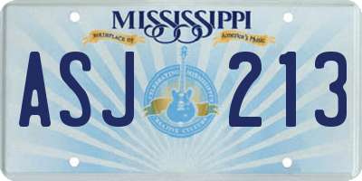 MS license plate ASJ213