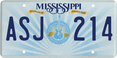 MS license plate ASJ214
