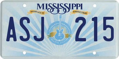 MS license plate ASJ215