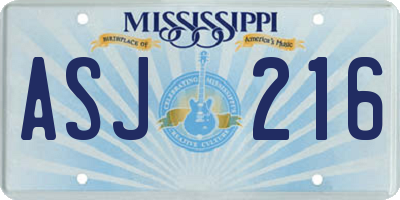 MS license plate ASJ216
