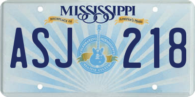 MS license plate ASJ218