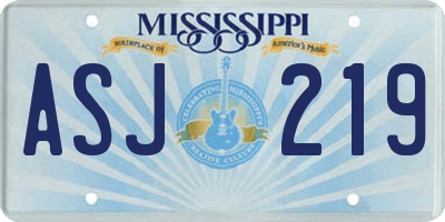 MS license plate ASJ219
