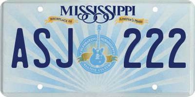 MS license plate ASJ222