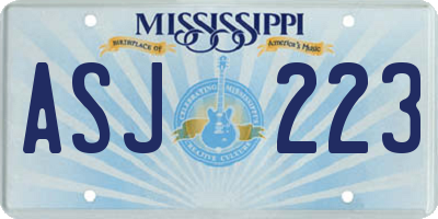 MS license plate ASJ223
