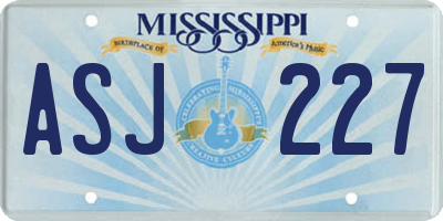 MS license plate ASJ227
