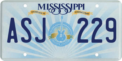 MS license plate ASJ229