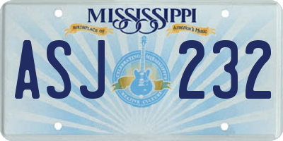 MS license plate ASJ232