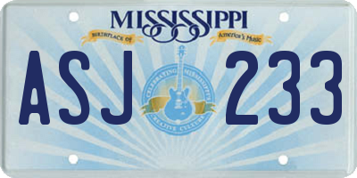 MS license plate ASJ233
