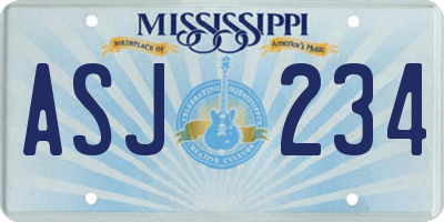 MS license plate ASJ234