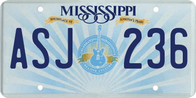 MS license plate ASJ236