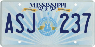 MS license plate ASJ237