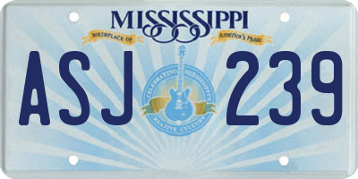 MS license plate ASJ239
