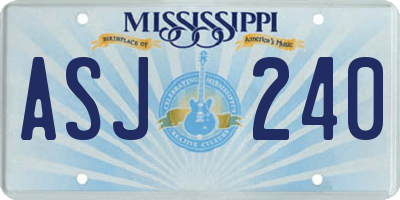 MS license plate ASJ240
