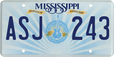 MS license plate ASJ243