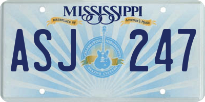 MS license plate ASJ247