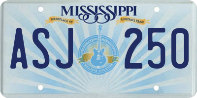 MS license plate ASJ250