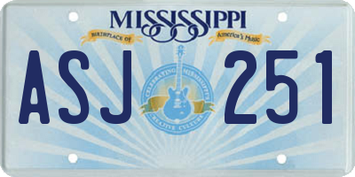 MS license plate ASJ251