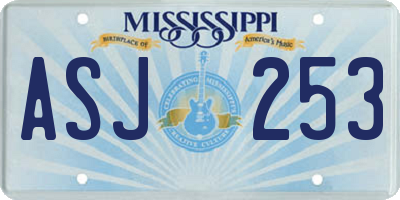 MS license plate ASJ253