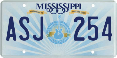 MS license plate ASJ254