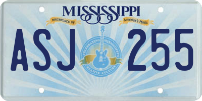 MS license plate ASJ255