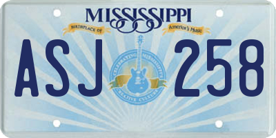 MS license plate ASJ258