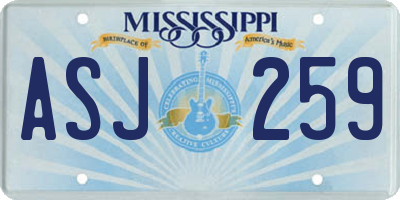MS license plate ASJ259