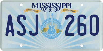 MS license plate ASJ260