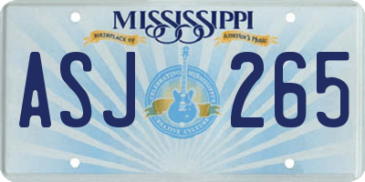 MS license plate ASJ265