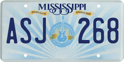 MS license plate ASJ268