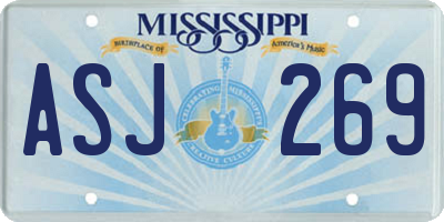 MS license plate ASJ269