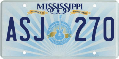 MS license plate ASJ270