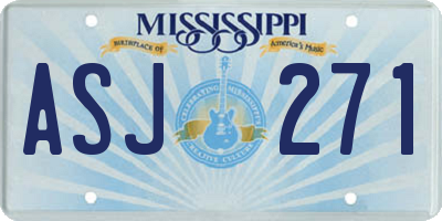 MS license plate ASJ271