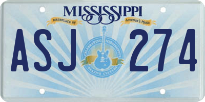 MS license plate ASJ274