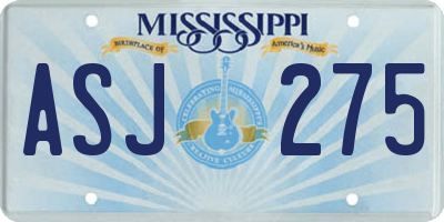 MS license plate ASJ275