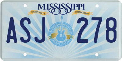 MS license plate ASJ278
