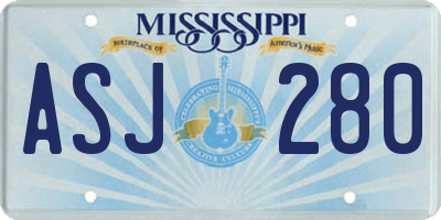 MS license plate ASJ280