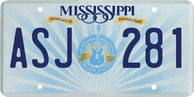 MS license plate ASJ281