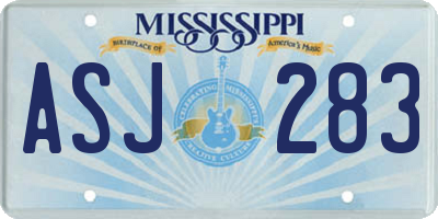 MS license plate ASJ283