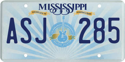MS license plate ASJ285