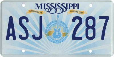 MS license plate ASJ287