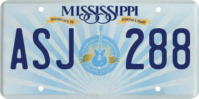 MS license plate ASJ288