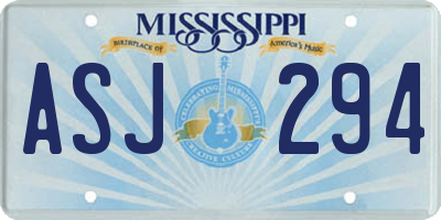 MS license plate ASJ294